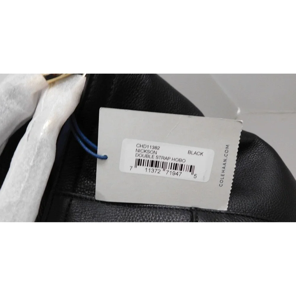New Cole Haan Nickson‎ Black Leather Double Strap Hobo Bag
